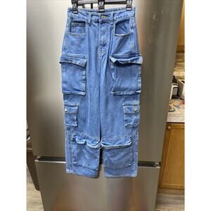 Pretty Little Thing Women's Size 0 Blue High Rise Tapered Medium Wash Jeans